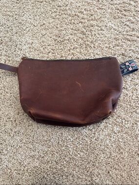 Quality, Thick Handmade Leather Travel, Organizer, Cosmetics Zipper Pouch